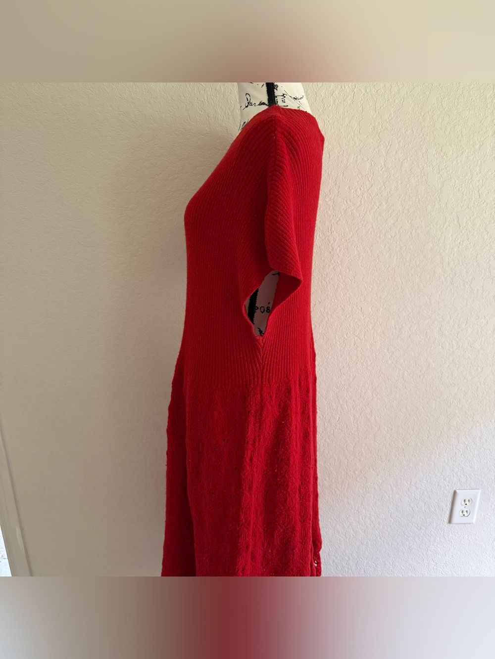 Anthropologie Feather Bone Red Sweater Dress - Picture 6 of 10